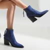 Temperament Boots Women'S Pointed Toe Ankle Boots Chunky Stacked Heel Side Zipper Faux Leather Ankle Booties For Women Trendy