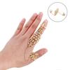 Opening Ring Rhinestone Embedded Golden Color Hollowed-out Leaf Dual Finger Chain Ring for Dating