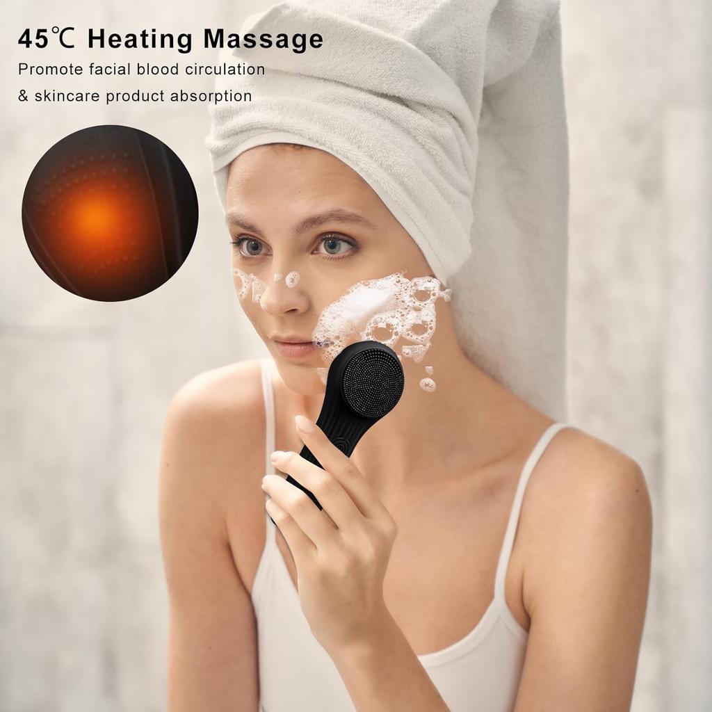 Electric Silicone Face Scrubber Device Sonic Facial Cleansing Wash Brush for Men Women Rechargeable Face Exfoliator for Massage