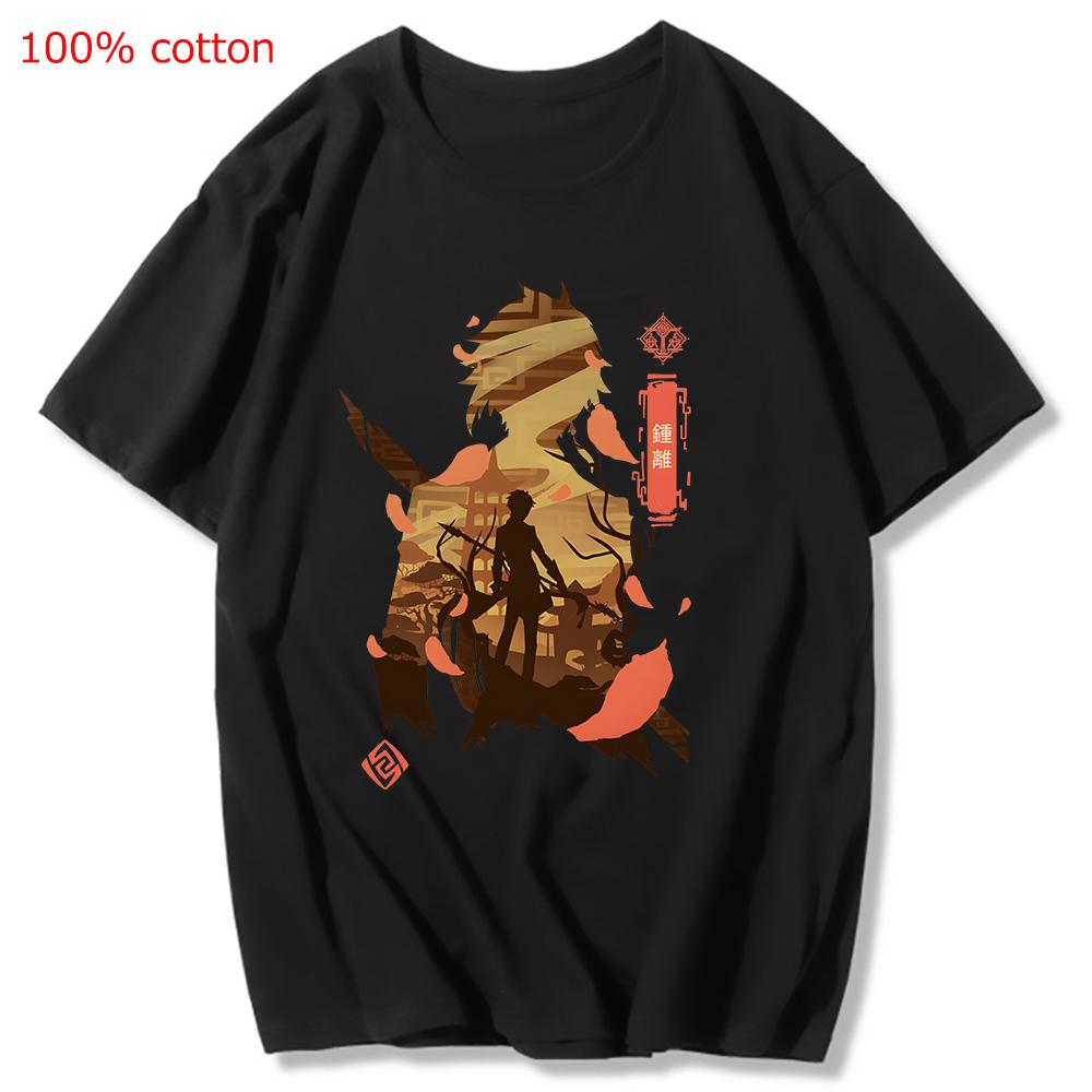 Genshin Impact Printing Tshirts Xiao Venti Print Tee Shirts Hu Tao Zhong Li Graphic T-shirt Kaedehara Kazuha Raiden Shogun Tees
