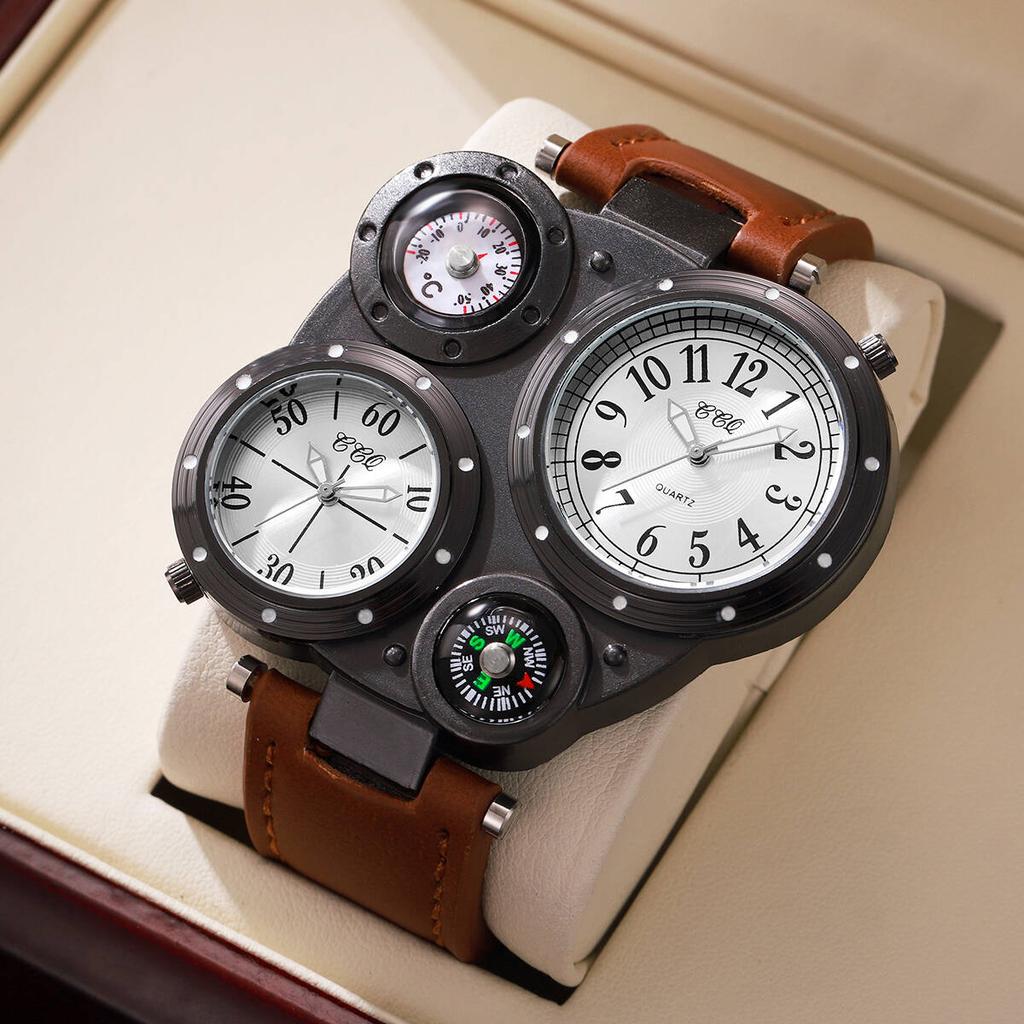 Luxury Large Dial Men Sports Watches Casual Leather Strap Quartz Wristwatches for Men Clock Reloj Hombre