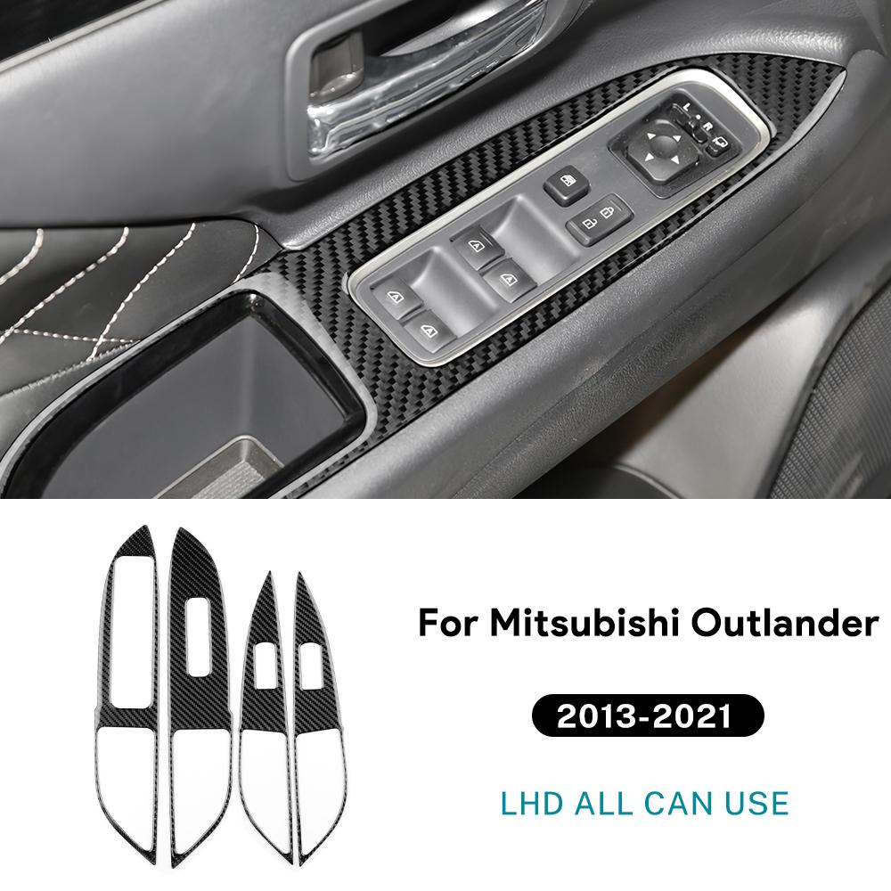 

Для Mitsubishi Outlander 2013-2020 2021 Наклейка из настоящего мягкого углеродного волокна LHD RHD Панель кнопок стеклоподъемника автомобиля Аксессуары для интерьера
