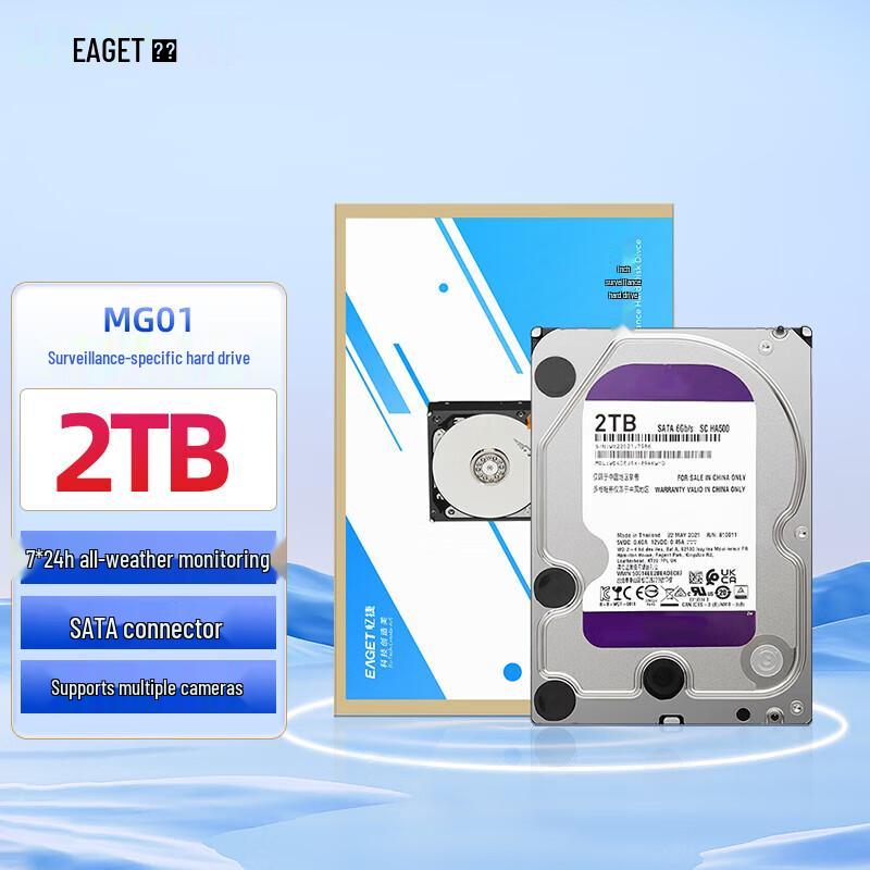EAGET 2TB 5400RPM 3.5-inch Surveillance Hard Drive