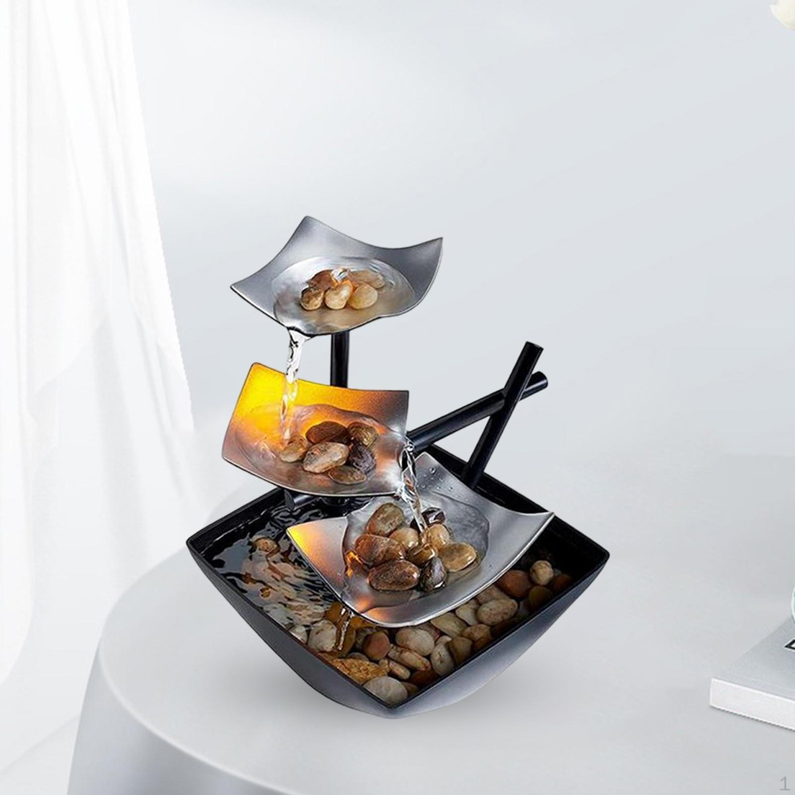 3 Tier Relaxation Tabletop Fountain USB Powered with Pump, Water Feature Waterfall