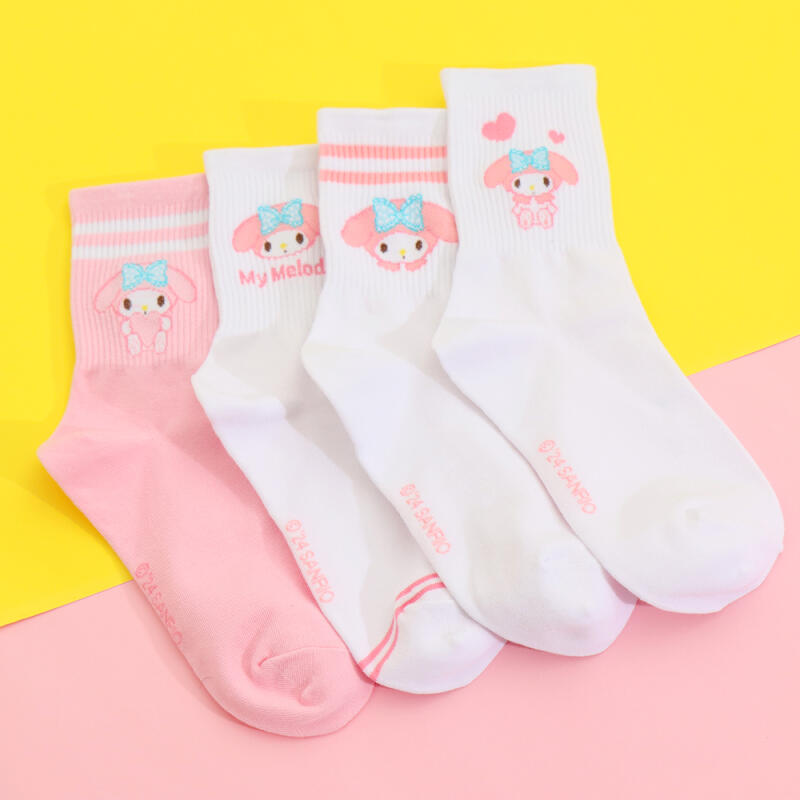 My Melody Multi Adult Mid-Calf Socks 4-Pair Set