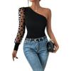 Women's Fashion Casual Spring Fall Solid Color Print Long Sleeve Oblique Collar Blouses & Shirts