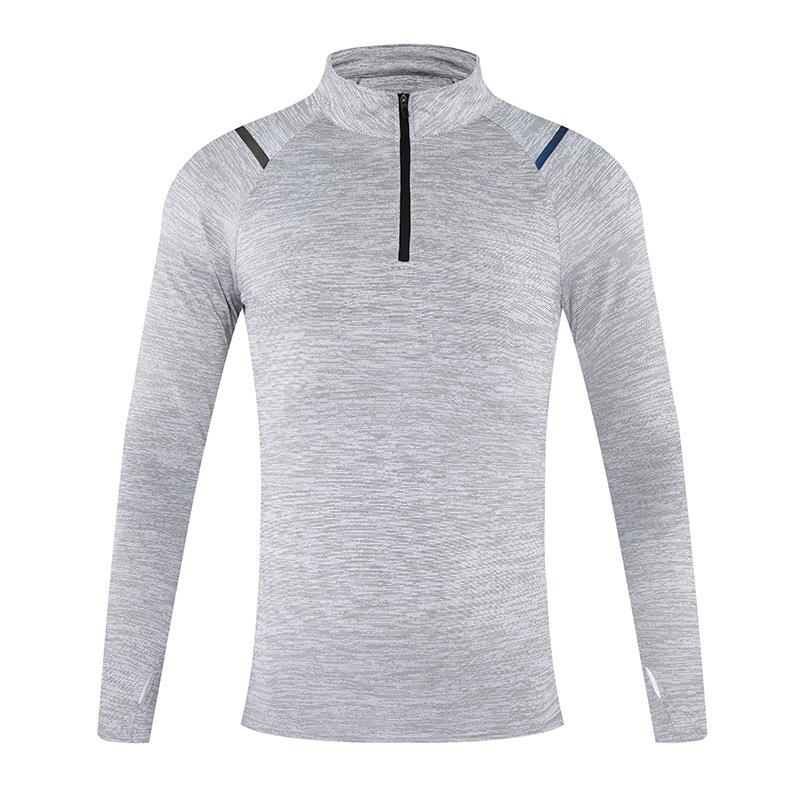Men's and Women's Quick-Dry Cationic Running Jackets: Loose Fit, Stand-Up Collar, Long-Sleeve T-Shirts.