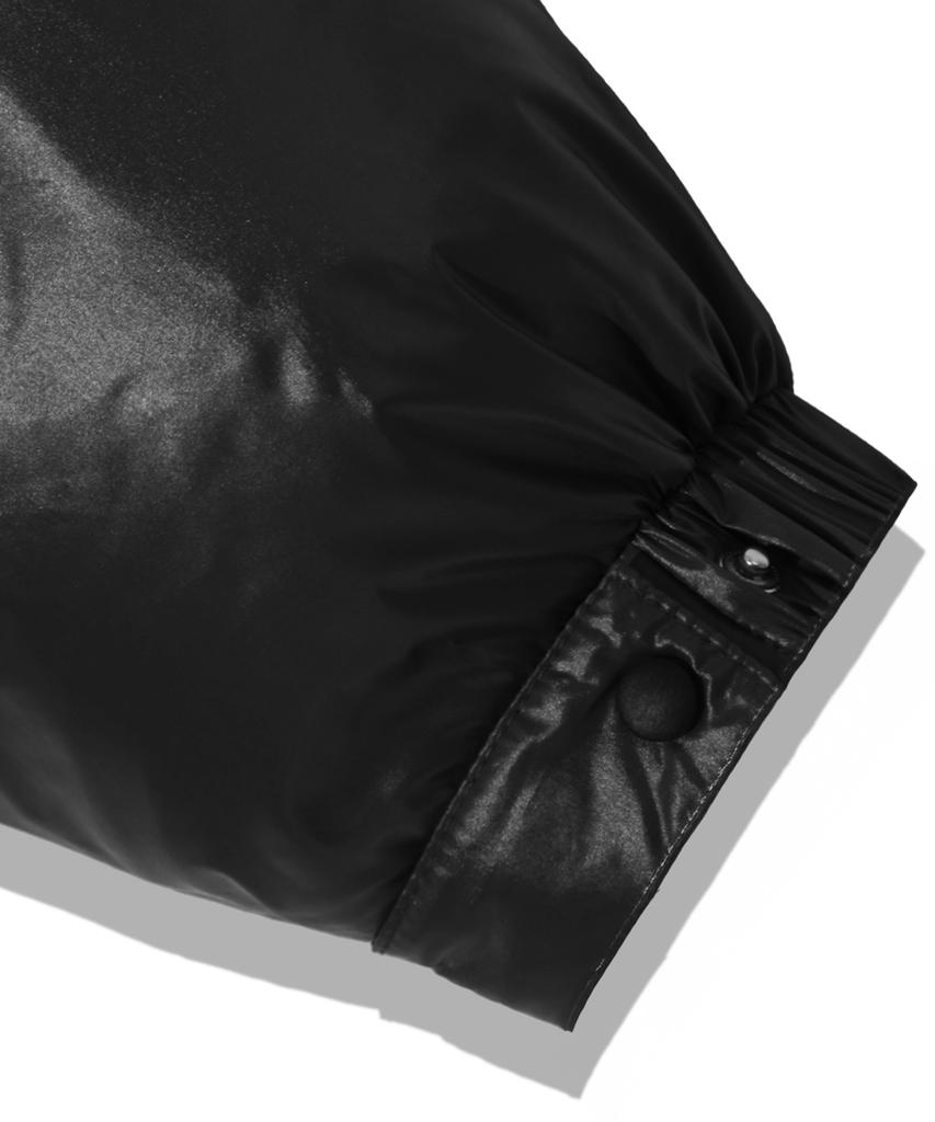 Trillion Incision Line Glossy Puffer Short Padded Jacket [Black]