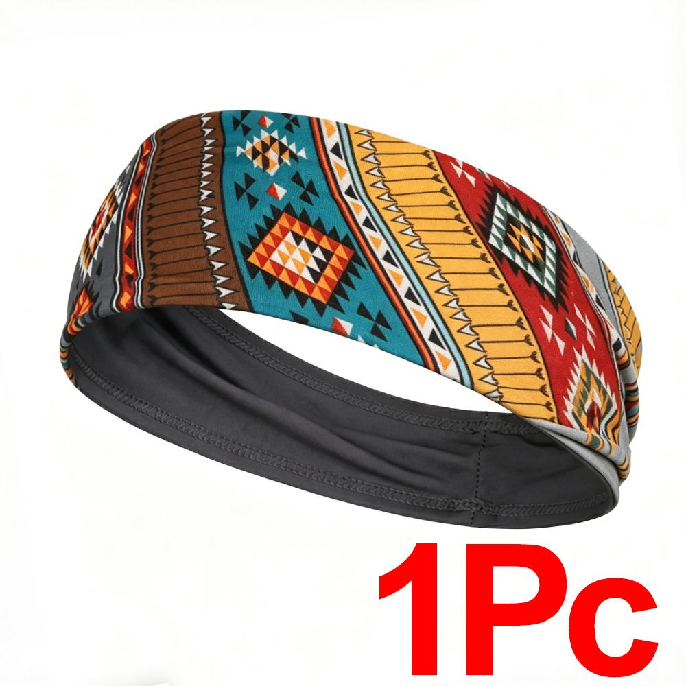 Boho Fitness Headband Flag Print Stretch Hair Band Men Women Anti Slip Sweat Absorbing Yoga Scarf Spring Summer Outdoor
