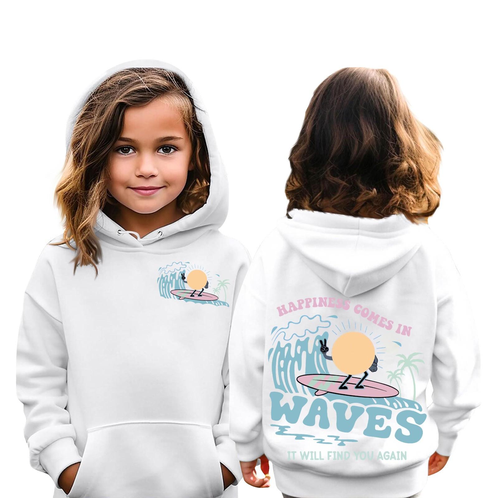 

Детские толстовки, свободная спортивная рубашка с капюшоном и принтом, модная спортивная рубашка 160 белый