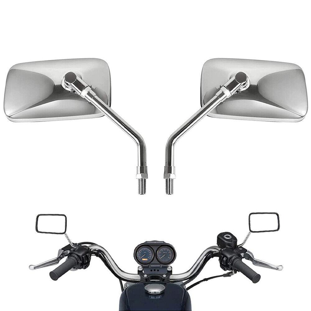 Pair Universal Rectangle Motorcycle Rearview Mirrors 10mm Chrome retrovisor moto mirror moto For Honda Motorbike Scooter E-Bike