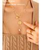 Retro Double-Layer Portrait Pendant Necklace, 18K Gold-Plated Titanium Steel, European & American Design, Clavicle Chain