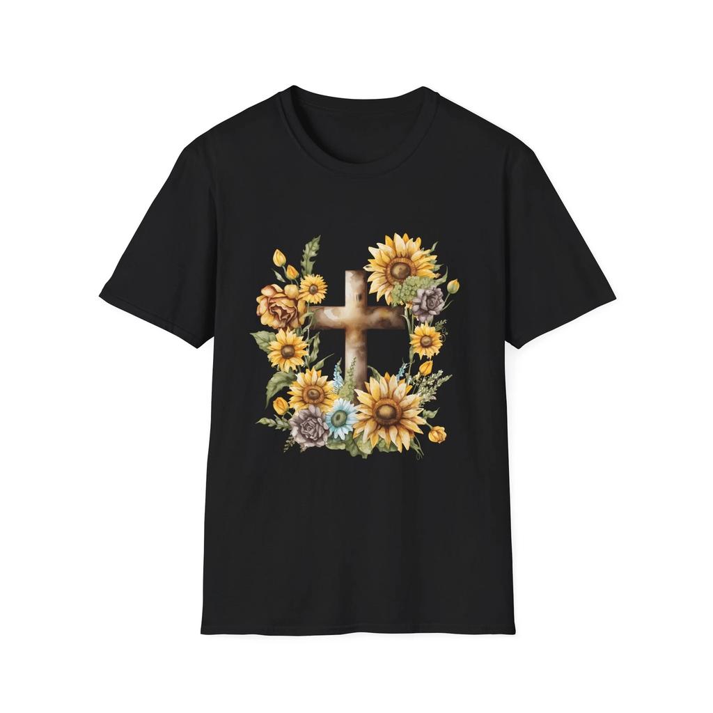 Floral Cross T-Shirt, Christian Gift, Faith Shirt, Casual Wear, Spring Fashion