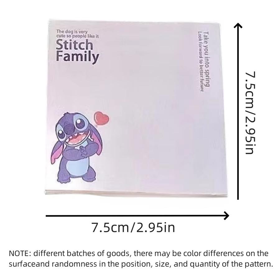 MINISO 50 piezas Disney Stitch Notas Adhesivas Anime No Times Memo Removibles Adhesivas Dibujos Animados Pegatinas Material Escolar Papelería