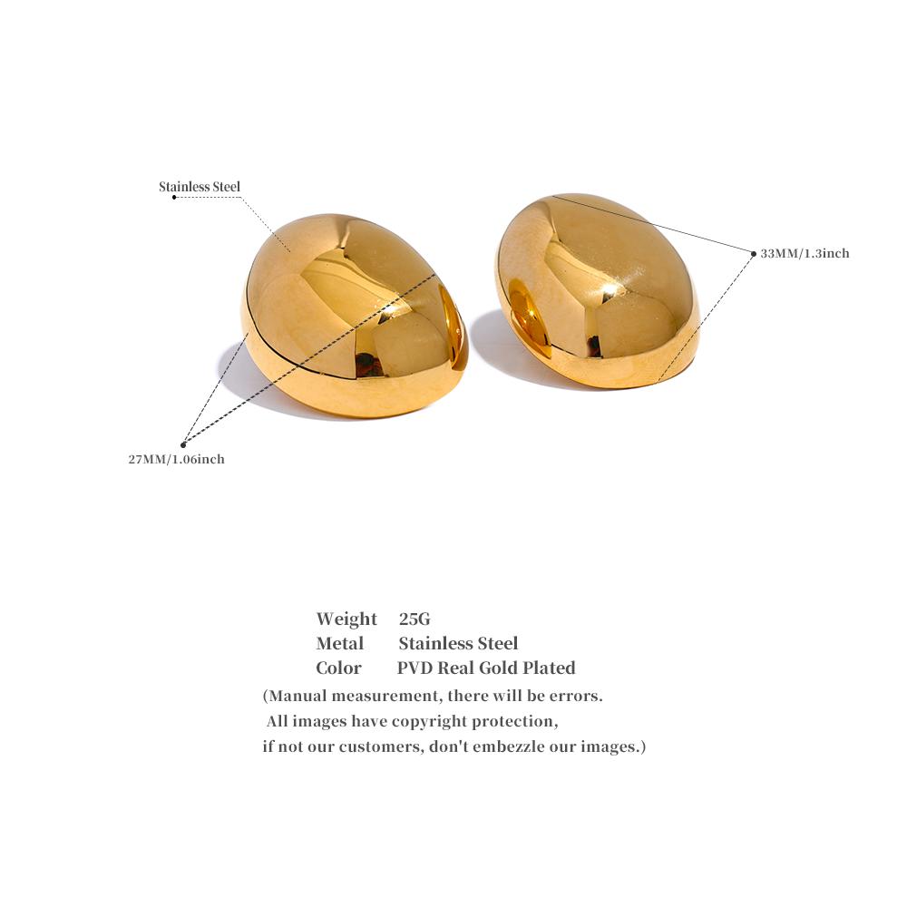 Eetit Irregular Round Smooth Stainless Steel Metal Trendy Stud Earrings Rust Proof Texture Simple Statement Daily Jewelry Office