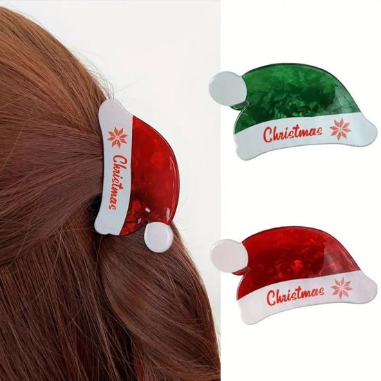 Christmas Hat Hair Claw Scalp Protection Shark Hair Clip Shower Back Head Hair Claw Versatile Hair Accessories