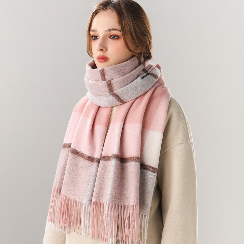Milk camel pure wool scarf women's autumn and winter versatile thickened cashmere scarf new shawl dual-purpose