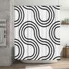 Black White Geometric Pattern Waterproof Mildew-Proof Shower Curtain Modern Minimalist Decor Suitable For Wet And Dry Separation