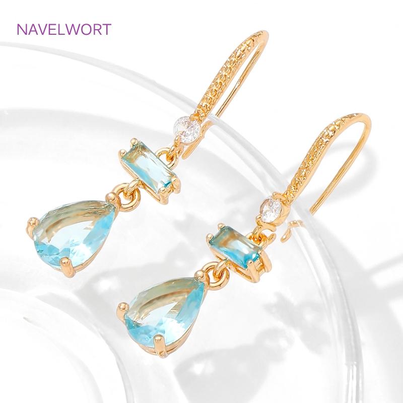7.5mm*8mm 18K Gold Plated Brass Square Crystal Glass Connector Charms,Connectors For Jewelry,DIY Jewelry Making Materials