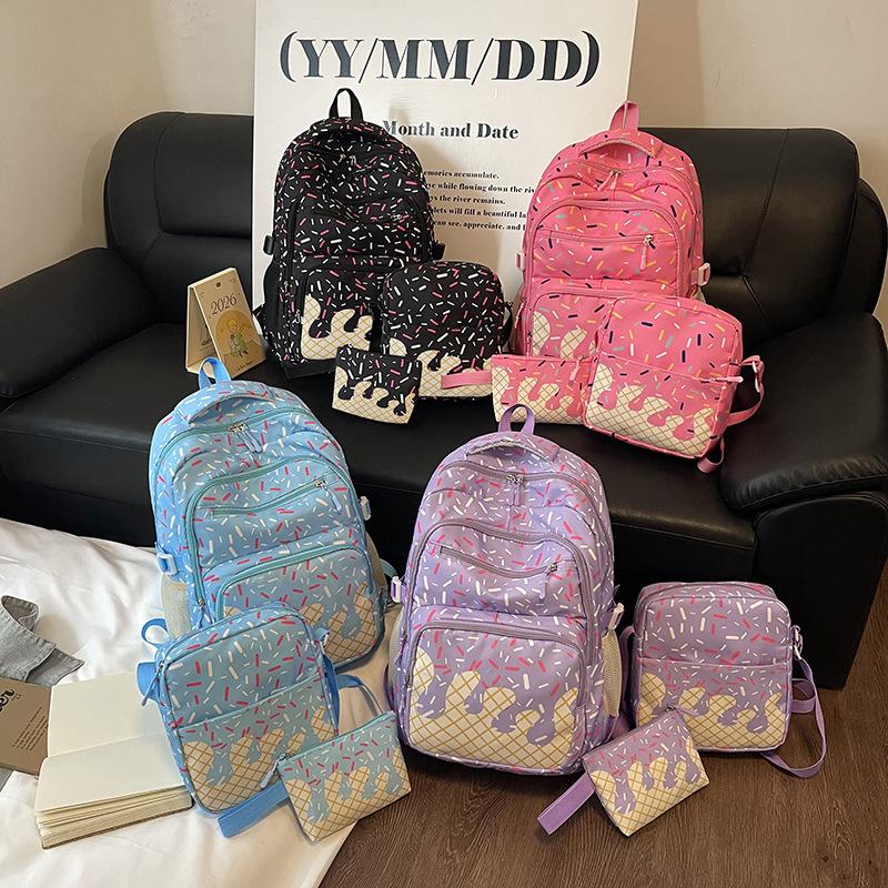 Women large-capacity three-piece backpack girl college students school bag