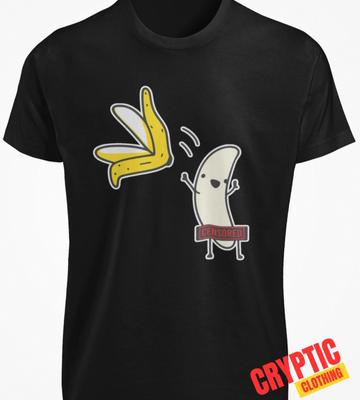 Sexy Peeled Banana T SHIRT Funny Censored Stripping Rude Cartoon Innuendo TEE