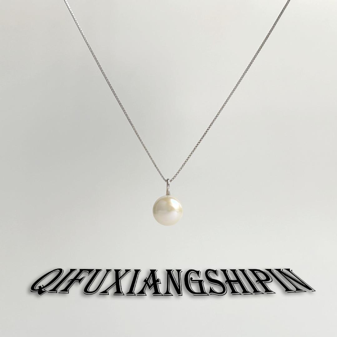 Серебряное ожерелье с жемчугом S999 Женская цепочка на ключицу с натуральным пресноводным жемчугом 7-8mm