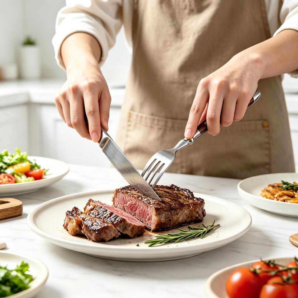 6piece stainless steel handle kitchen knife set suitable for home kitchen and dining room including steak knife forks and spoons