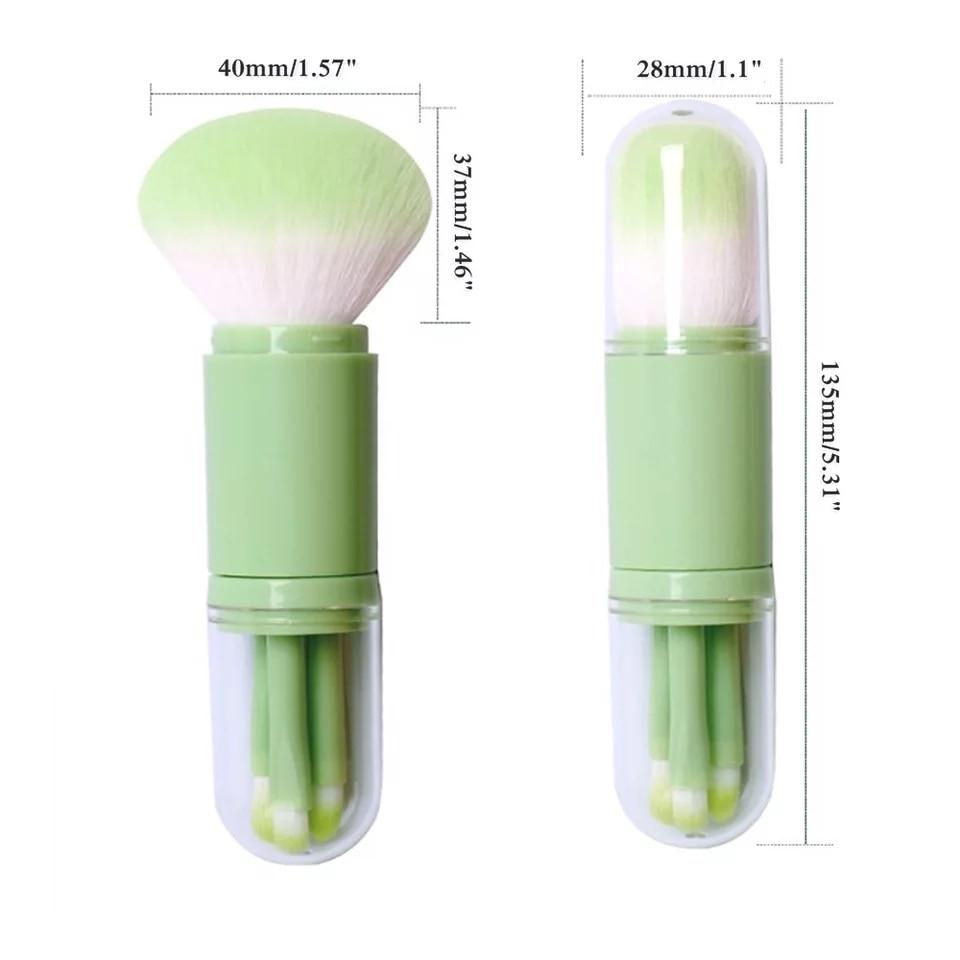 Teleskopisches 4-in-1-Reise-Make-up-Pinsel-Set, Lidschattenpinsel, loser Puderpinsel, Make-up-Werkzeug