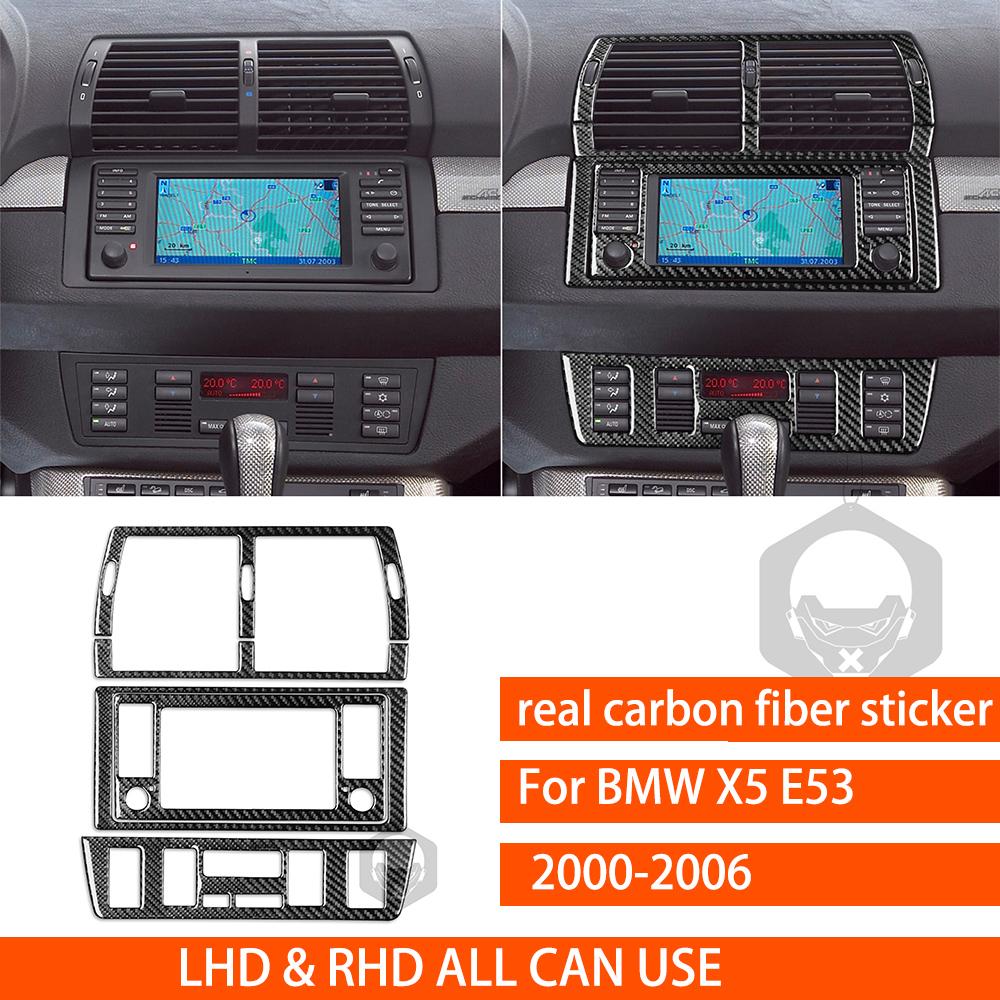 For BMW X5 E53 2000-2006 Center Dashboard Full Set Kit Trim Cover Tuning Real Carbon Fiber Sticker Car Interior Accessories