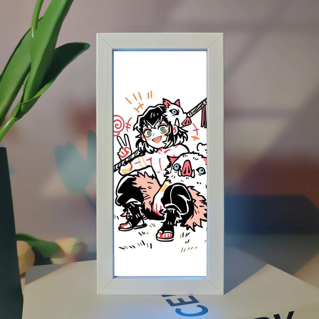 Demon Slayer Picture Frame Night Light Bedside Table Decor Nezuko Anime Peripheral Figures Ornaments Cartoon Lamp Birthday Gifts