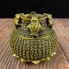 Pure Treasure Bowl Ornament Square Wealth-Attracting Golden Toad Jar Copper Vase Living Room Entrance Home De