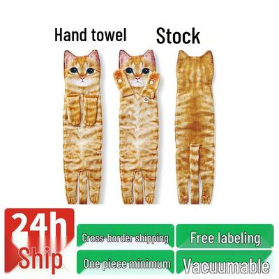 Popular Cute Cat Hand Towel - Hangable, Thick, for Kitchen and Bathroom