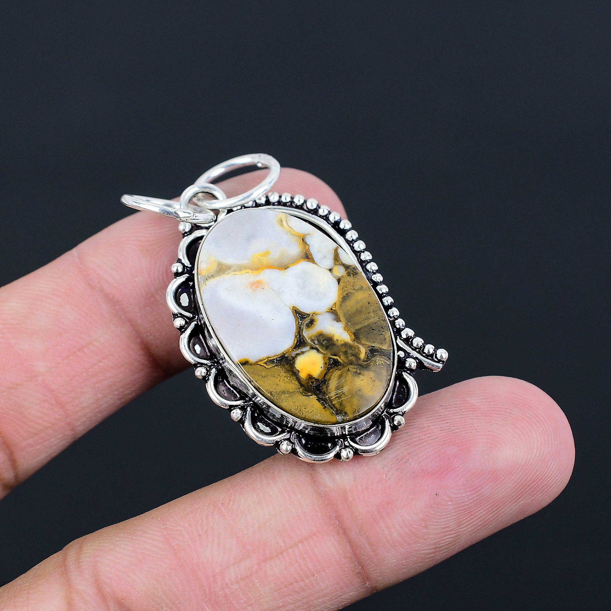Natural Cobra Jasper Sterling Silver Mother Birthday Bezel Boho Pendant Jewelry