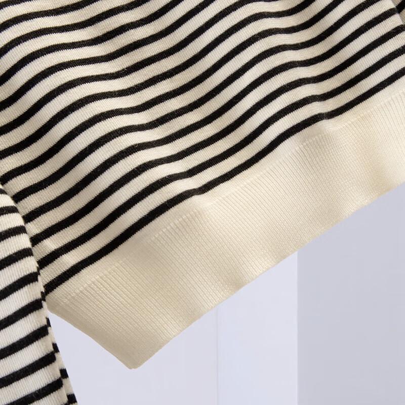 Women's Elegant Striped Bardot Knit Top