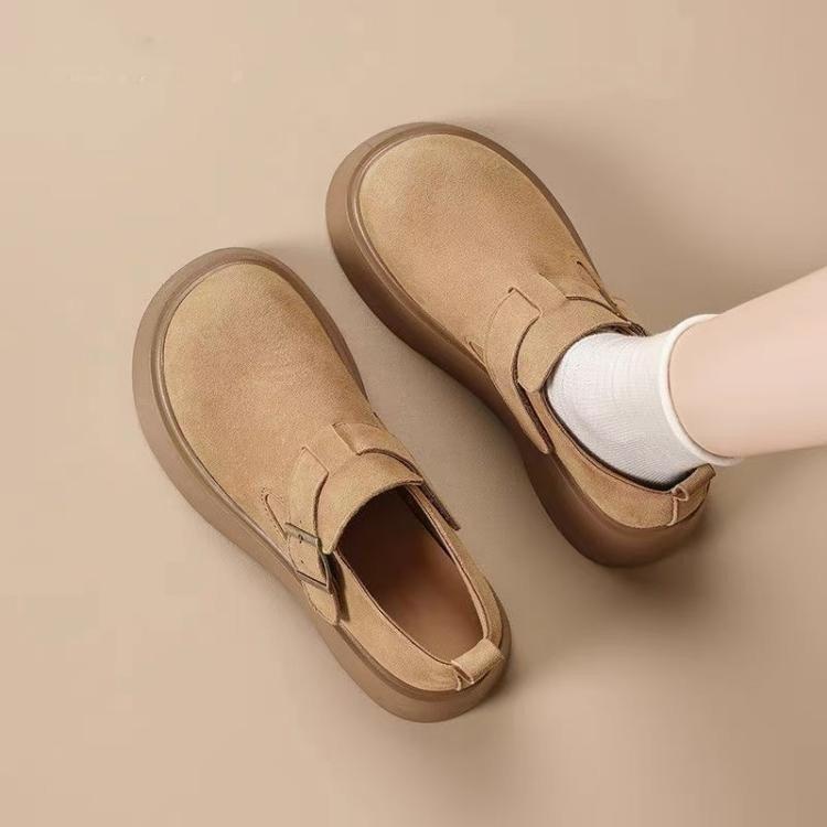 

Женские Birkenstocks на маленькой платформе, новая весенняя коллекция 2025 года, ретро, матовые, универсальные, на толстой подошве, с большим носком, повседневные одинарные туфли 35 хаки