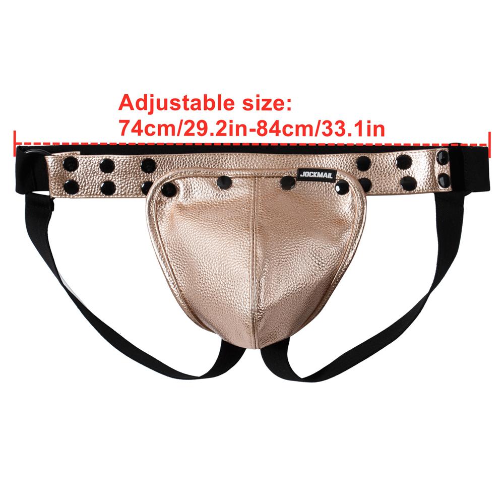 Jockstraps JOCKMAIL One Size Specification Adjustable Waist Size G-string Imitation Leather Removable Scrotal Pouch Fashionable Men's Thong Underwear