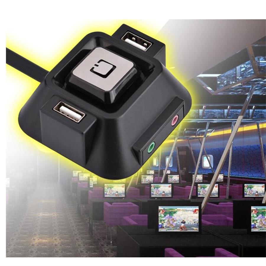 Multifunction Computer PC Desktop External Power Switch on/off Reset Button Switch With Audio Microphone Port For Home Bars Hotel PC