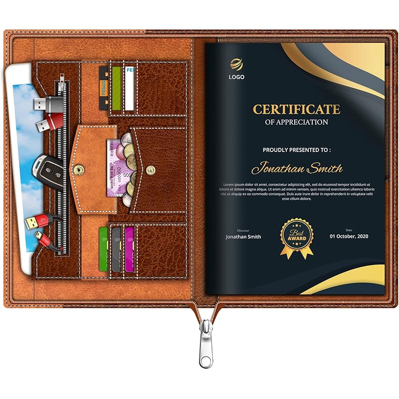 Fedus Document File Folder For Certificates, Leatherette Multipurpose Professional Folder File For Documents, Documents