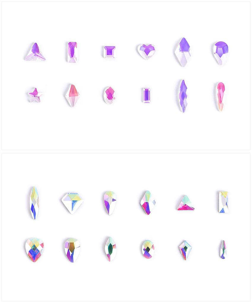 kads 12 Grid/Box Nail Art Rhinestone AB Flatback  Multi-size Colorful 3D Crystal Jewelry Manicure Decoration