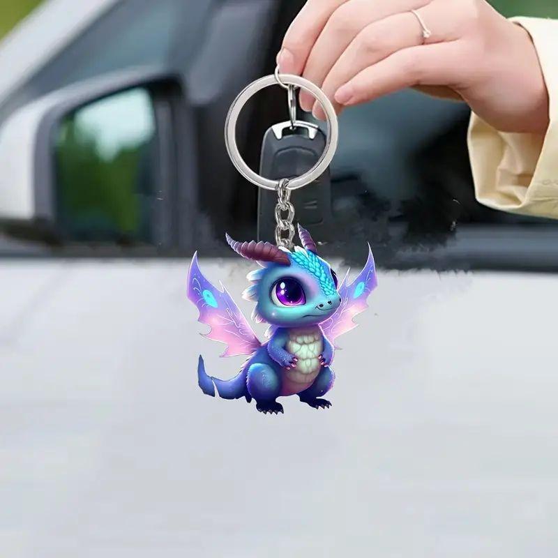 Vibrant Acrylic Dragon Pendant For Car Interior Decoration Playful Design Cartoon