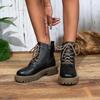 Fashion Women Boots 2025 New Warm Lined Ankle Boots Women Thick-Sole Fashionable Shoes Plus-Size British Style Winter New Shoes Women