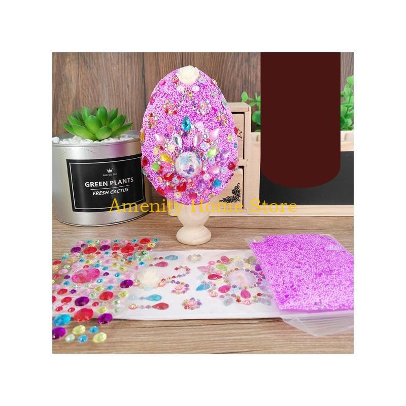 

F26C DIY Easter Diamond Egg Set Handmade Diamonds Crafts Material Accessory for Children Kid Hand Making Training