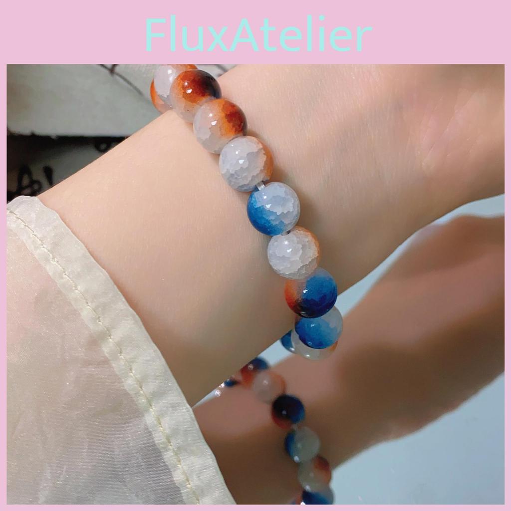 Style Modern Chinese Handmade Bracelet With Deep Sea Glass And Blue Tiger Eye Stones