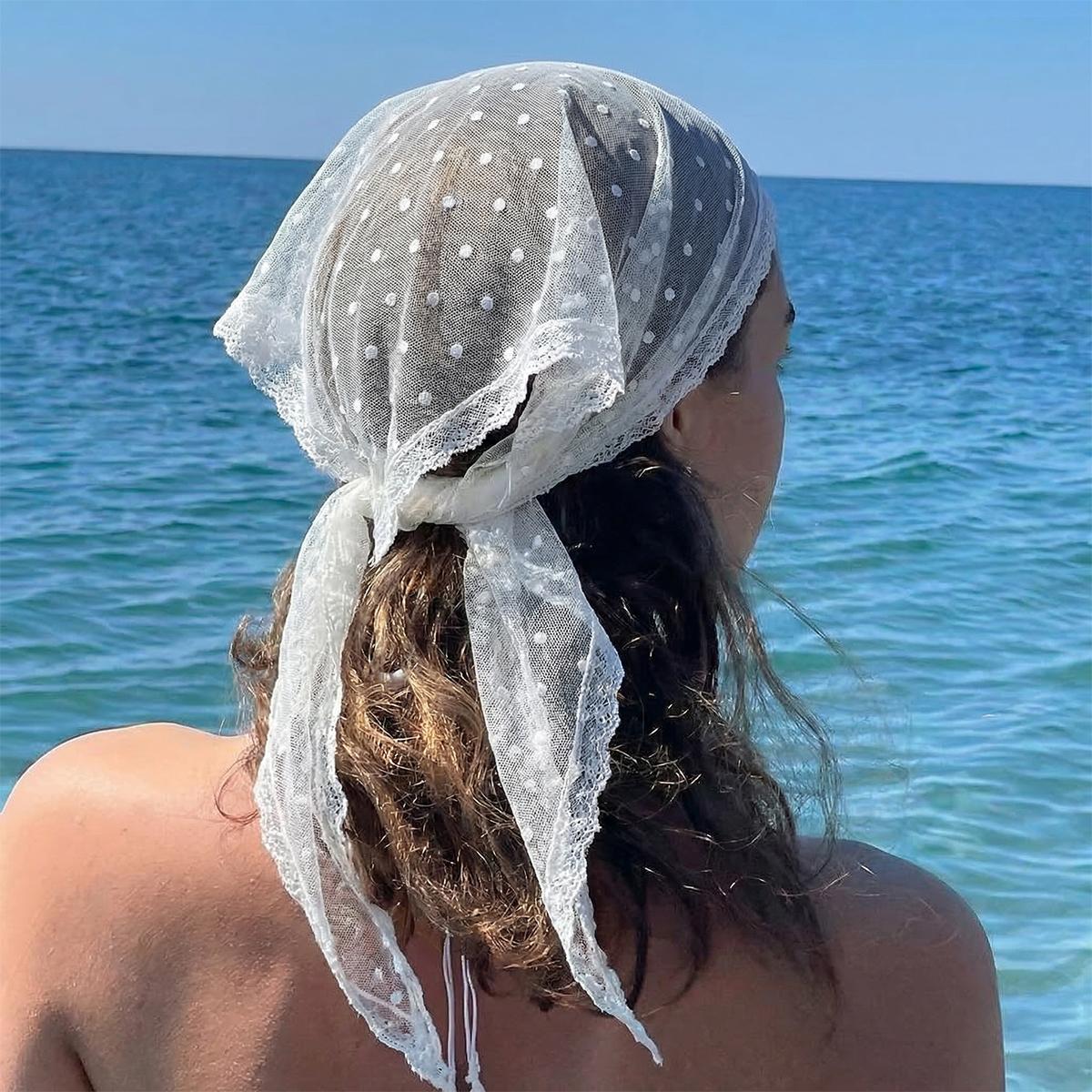 

Women Dot Wrap Shawl Flower Lace Scarves Lady Fashion Wedding Headscarves Female Spring Summer Photo Props Accessories 2026 45x133cm
