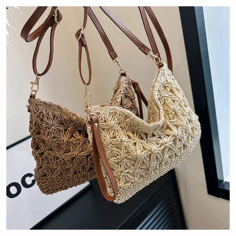 New Straw Bag Shoulder Messenger Bag Handwoven Bag Large Capacity Small Square Bag Beach Bag Women's Handbag