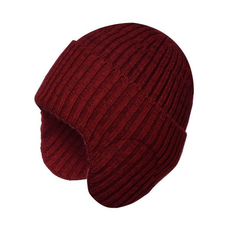 Women s Outdoor Cycling Ear Protection Fleece Lined Knit Hat Earflap Beanie малиновый