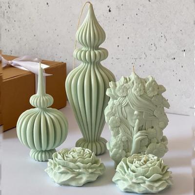 Formă silicon lumânare formă vază dantelă DIY Matriță Cilindrică Romană Formă Lumânare Coloană Neregulară Matriță Ceară Soia Stripată Geometrică