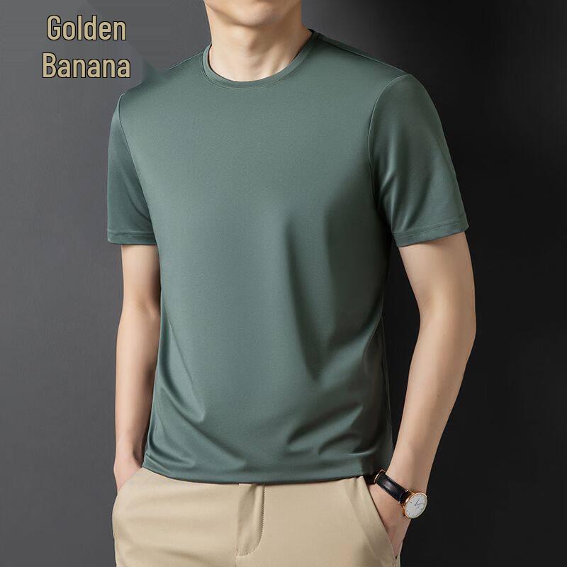 

Men s Mulberry Silk Blend Ice Silk Round Neck T-shirt 180/96A