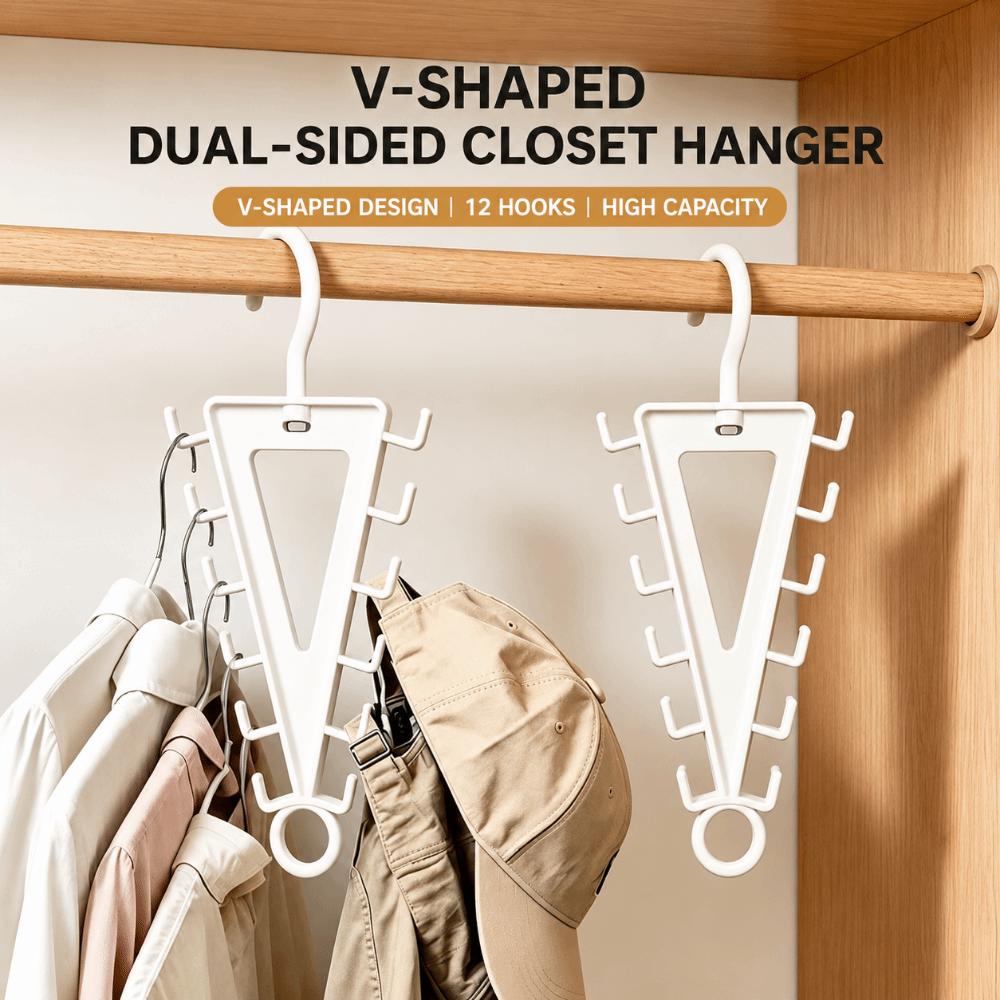 Wall Mounted V Shaped Hanger Rotatable Hat Rack New Multi Hook Organizer  for Wardrobe