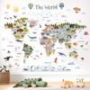 Decowall World Wall Sticker with 105 X 83 Educational Interior Wall Perfect for Baby and Peel and Stick Wall Decals Animals, Large, Cm, Decoration,